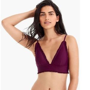 J.Crew Ruffled Deep-V Bikini Top